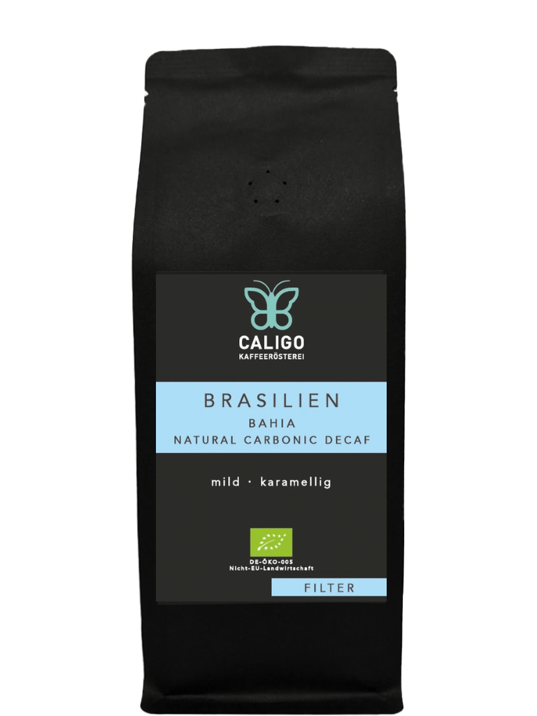 Brasilien Bahia Natural Carbonic decaf Filterkaffee Bio mild, karamellig