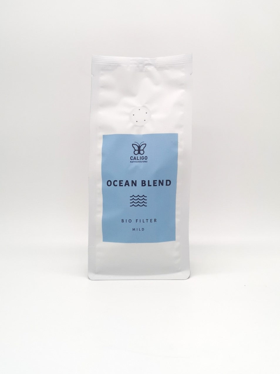 Ocean Blend Bio Filterkaffee Projektkaffee - Caligo Kaffeerösterei - weiße Kaffeetüte